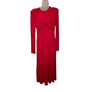 Farm Rio Twisted Cup Midi Dress Red Long Sleeve Women's Size‎ M New $248